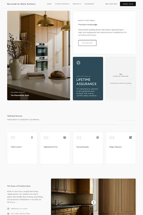 Lithic Precision — Countertop Installation website design