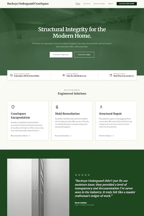 The Craftsman’s Ledger — Crawl Space Encapsulation website design