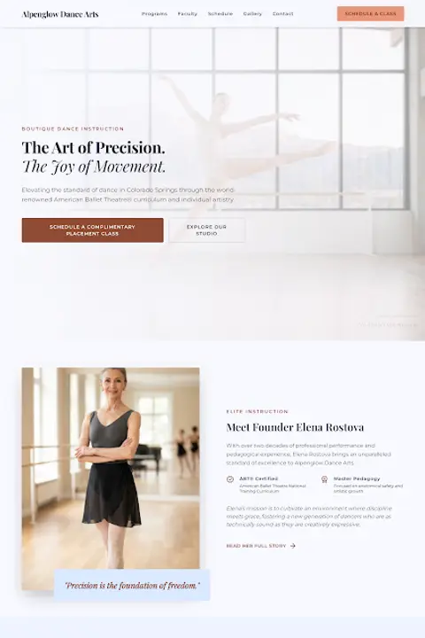 Alpenglow Dance Arts — Dance Studio website design