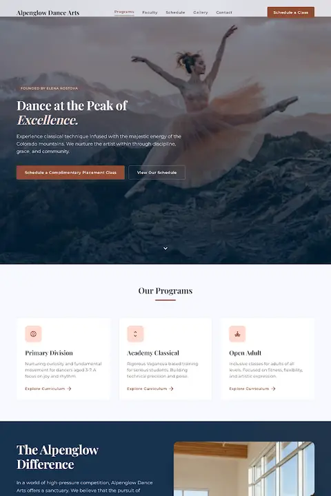 Alpenglow Dance Arts — Dance Studio website design