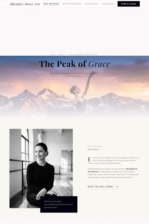 Midnight Alpenglow — Dance Studio website design