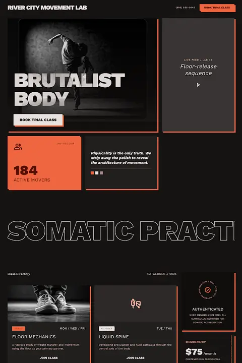 Brutalist Body — Dance Studio website design