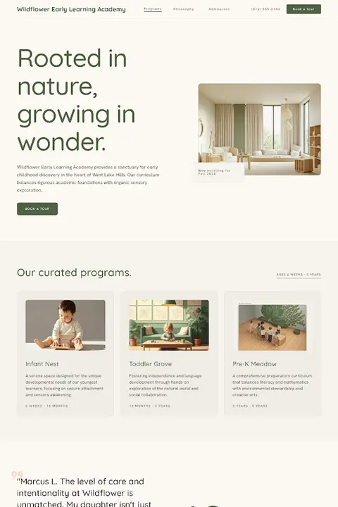 The Sun-Dappled Ledger — Daycare website design