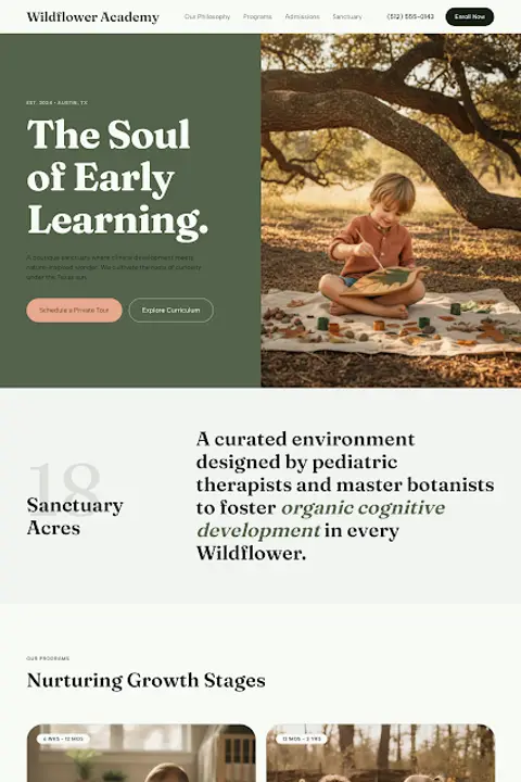 The Living Sanctuary — Daycare website design
