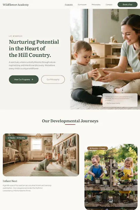 Organic Sanctuary — Daycare website design