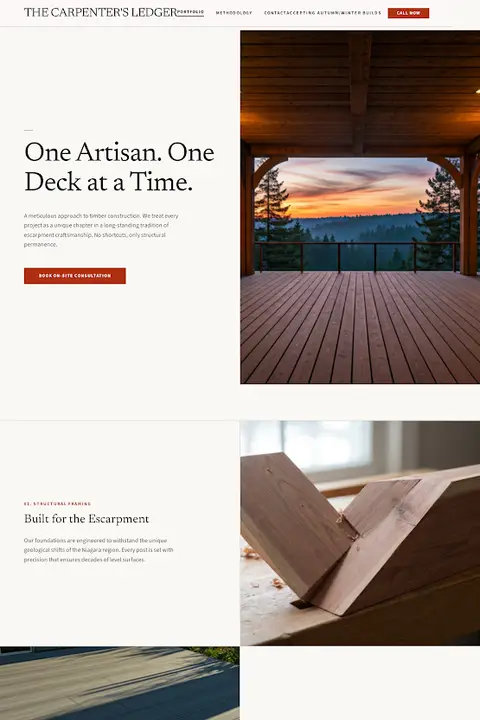 The Carpenter's Ledger — Deck Builder website design
