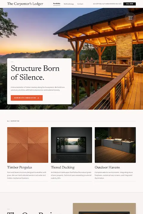 The Carpenter's Ledger — Deck Builder website design