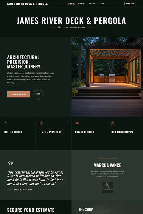 The Master Joiner's Ledger — Deck Builder website design