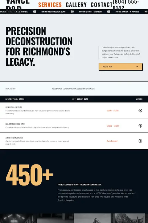 Salvage Grid — Demolition Contractor website design