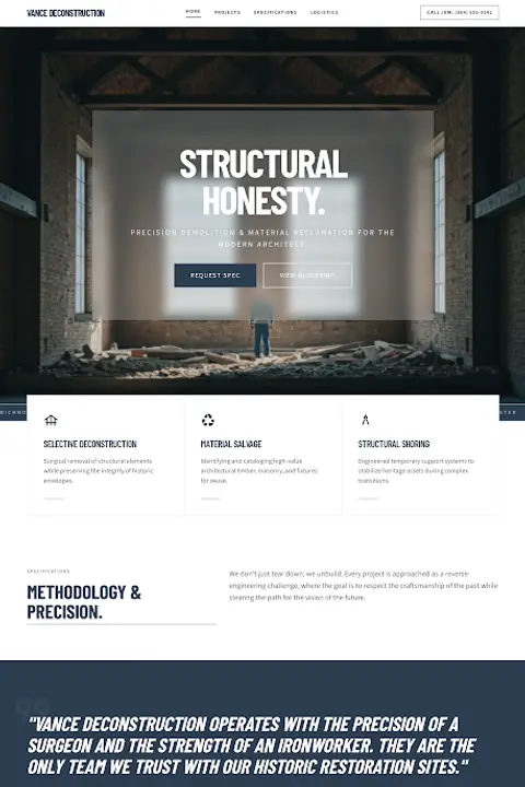 Structural Grid — Demolition Contractor website design