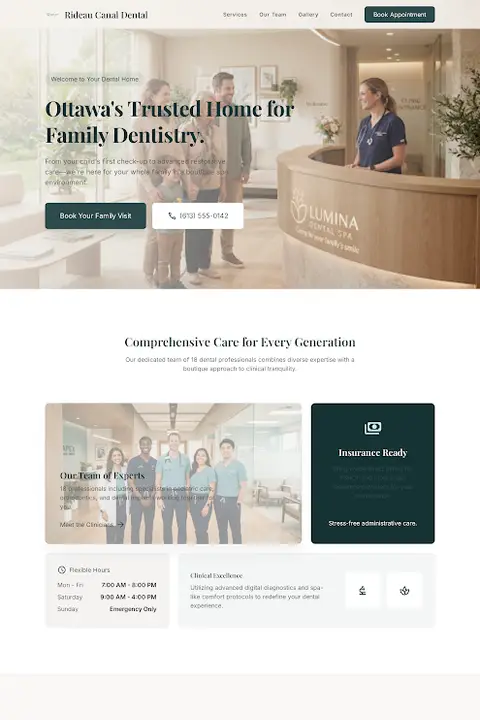 Rideau Boutique Clinical — Dentist website design