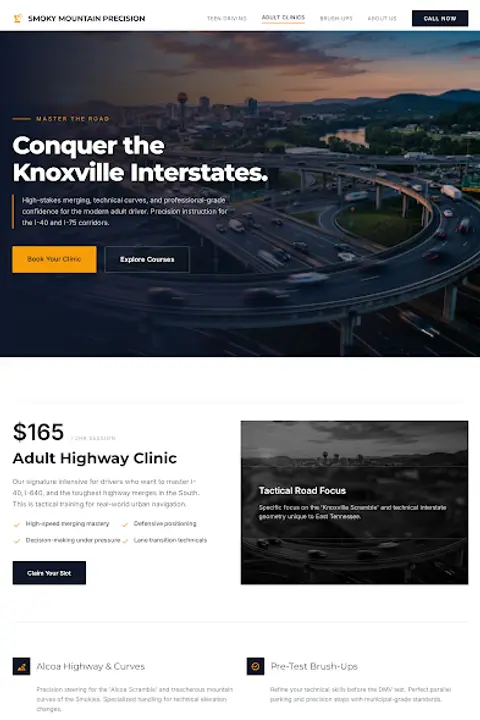 Precision Peak — Driving School website design