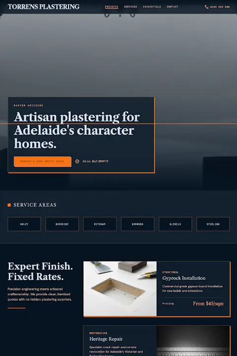 The Artisan's Line — Drywall Contractor website design