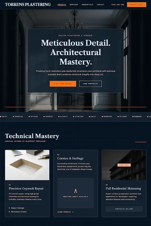The Artisan's Line — Drywall Contractor website design