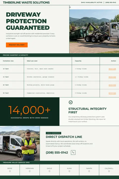 Heavy-Duty Ledger — Dumpster Rental website design