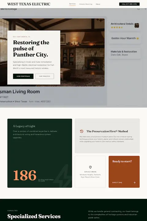 Panther City Heritage — Electrician website design