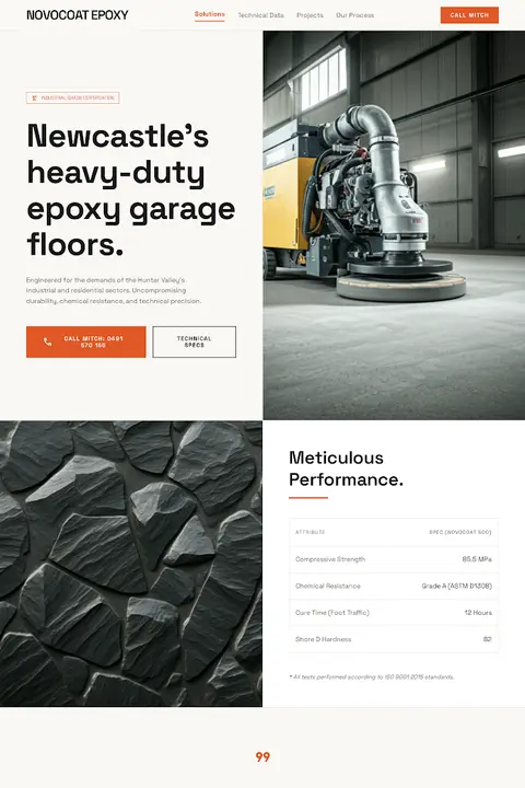 Industrial Blueprint — Epoxy Flooring website design