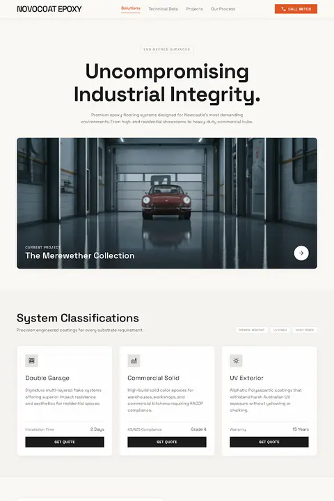 Industrial Blueprint — Epoxy Flooring website design