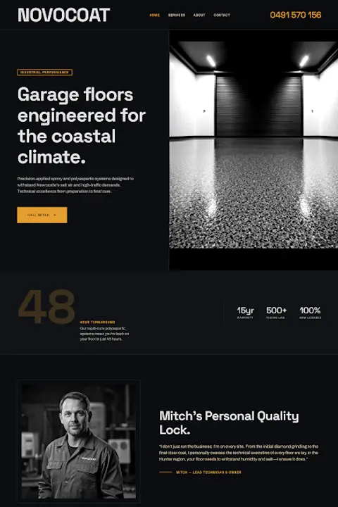 Industrial Atelier — Epoxy Flooring website design