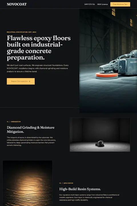 Industrial Monograph — Epoxy Flooring website design