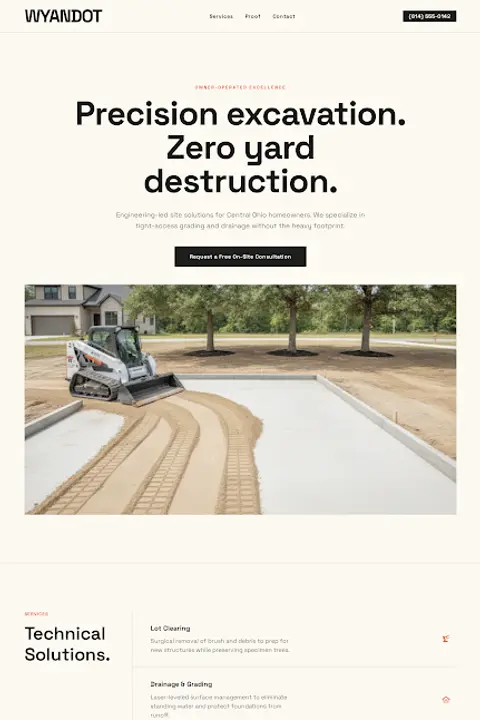 Site Plan Blueprint — Excavation & Land Clearing website design