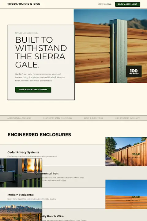 Sierra Structural — Fencing Contractor website design