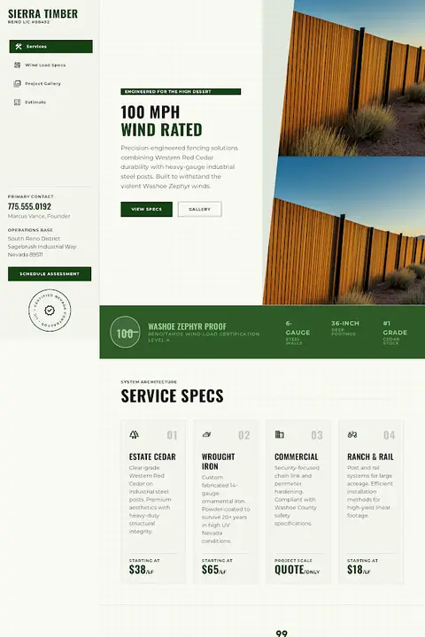 Structural Specifier — Fencing Contractor website design