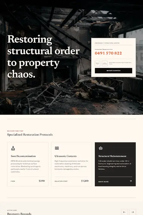 The Restorative Archive — Fire Damage Restoration website design