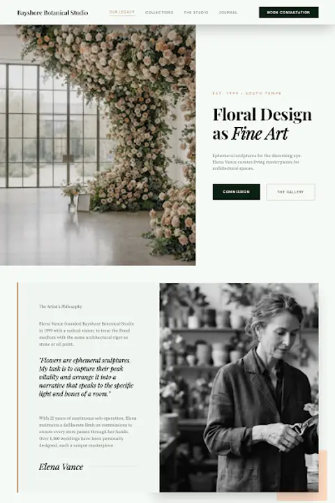 Botanical Heritage — Florist website design