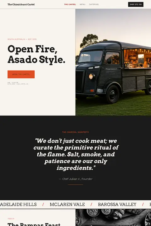 Ashes & Ink — Food Truck website design
