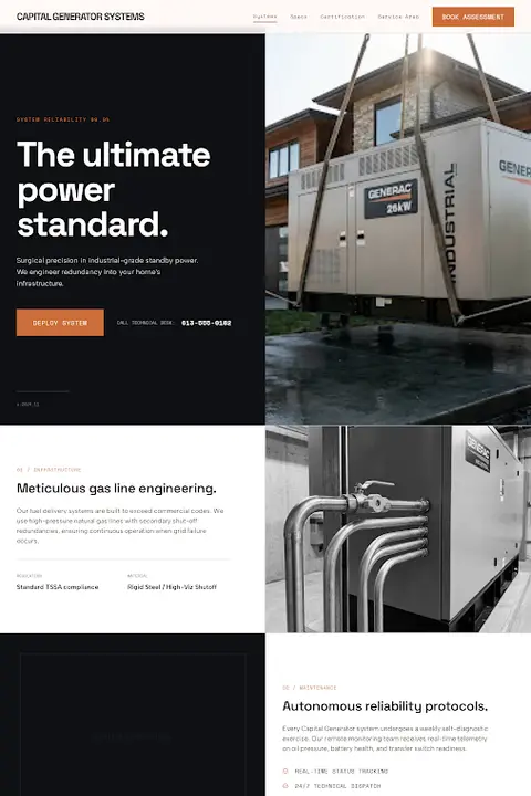 Technical Blueprint — Generator Installation website design