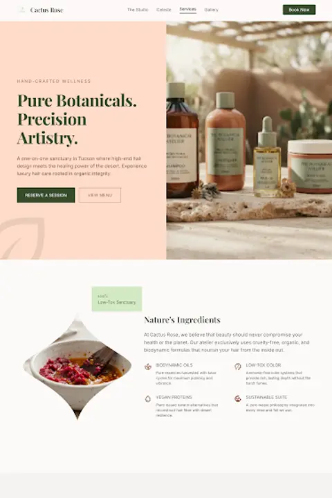Sonoran Serenity — Hair Salon website design
