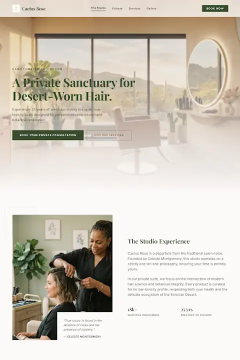 Sonoran Serenity — Hair Salon website design