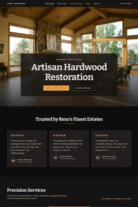 Heritage Monograph — Hardwood Floor Refinishing website design