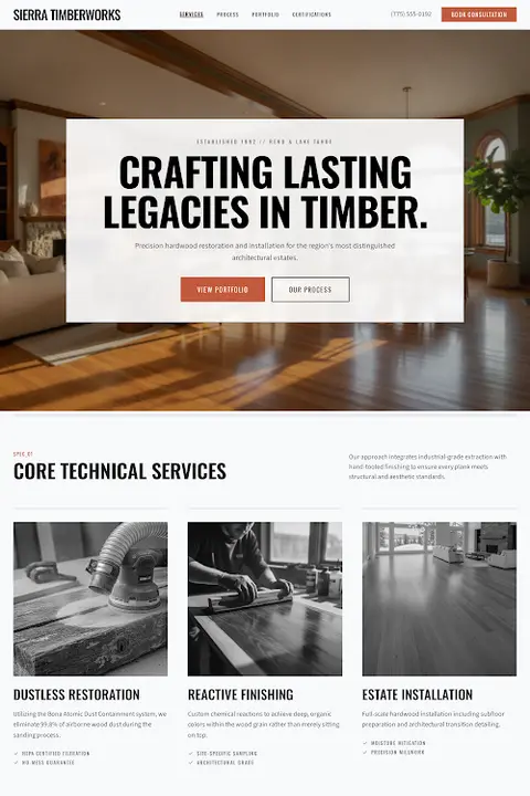 Architectural Logbook — Hardwood Floor Refinishing website design