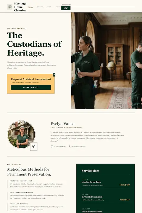 The Archival Registry — House Cleaning website design