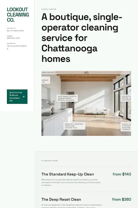 The Sterile Gallery — House Cleaning website design