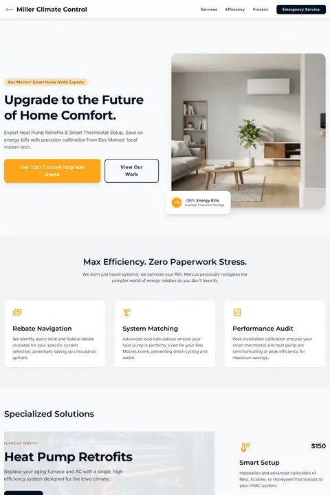 Miller Climate Control — HVAC website design