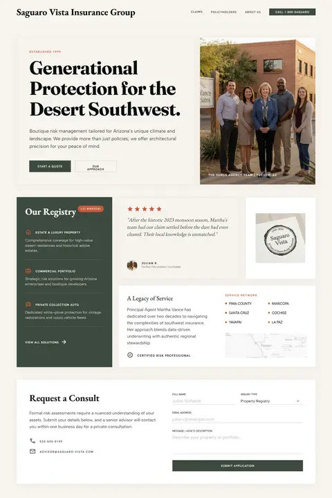 Sonoran Registry — Insurance Agency website design