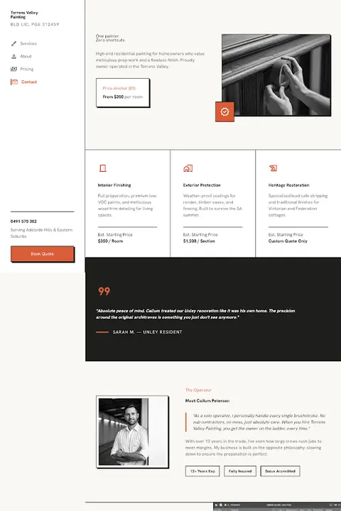 The Honest Brush — Interior & Exterior Painting website design