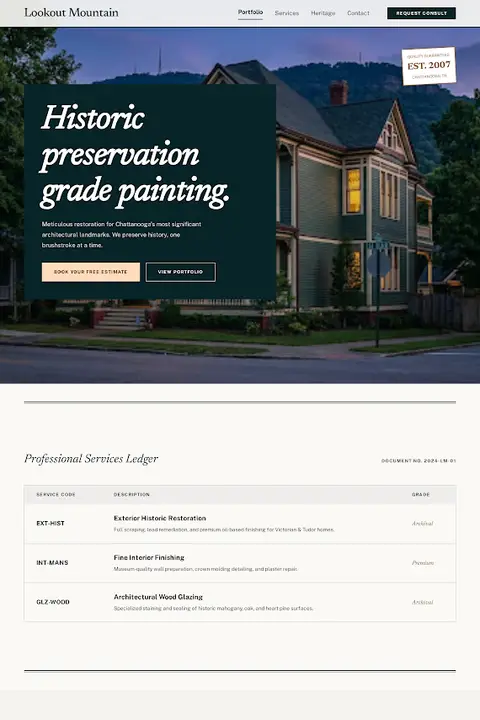 Archival Ledger Style — Interior & Exterior Painting website design