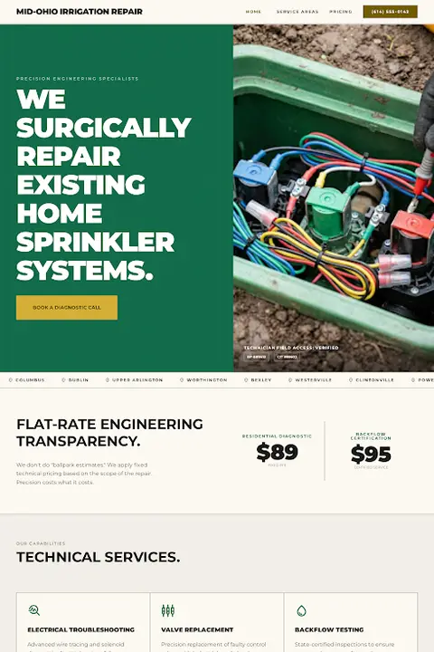 The Irrigation Blueprint — Irrigation & Sprinkler Repair website design