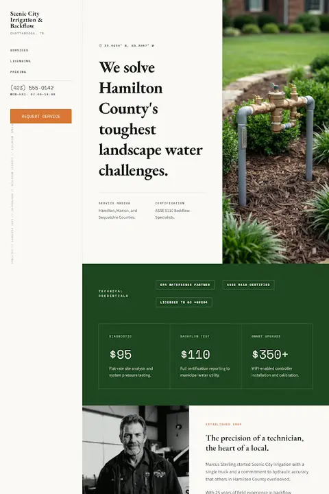 The Precision Hydrologist — Irrigation & Sprinkler Repair website design