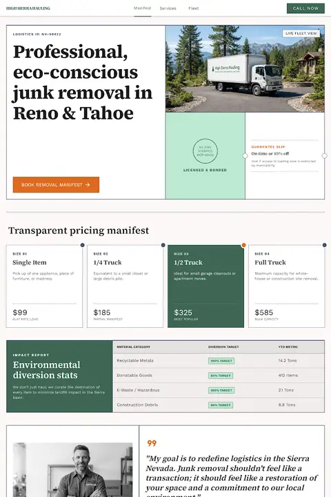 Industrial Logistics Grid — Junk Removal website design