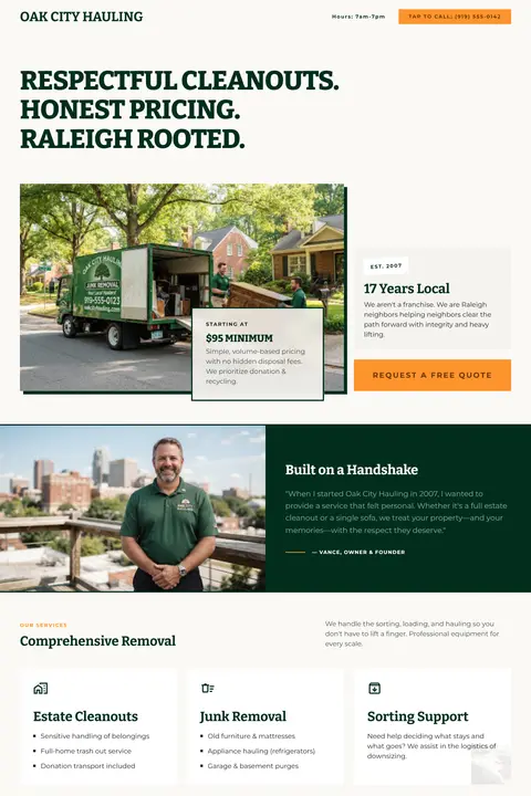 Rugged Field Guide — Junk Removal website design