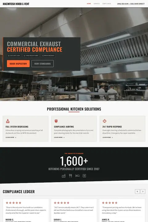 Industrial Compliance Ledger — Kitchen Hood Cleaning website design
