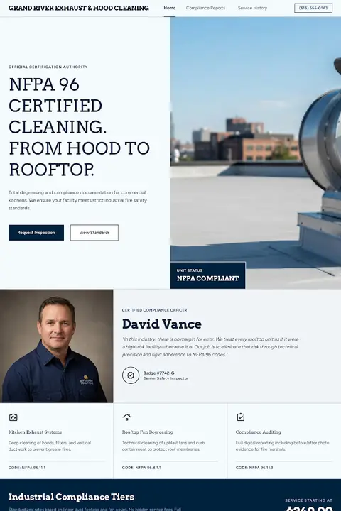 Municipal Blueprint — Kitchen Hood Cleaning website design