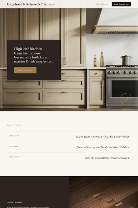 The Artisan's Ledger — Kitchen Remodeling website design