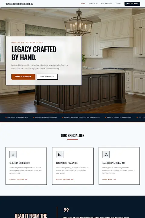 The Master Draftsman — Kitchen Remodeling website design