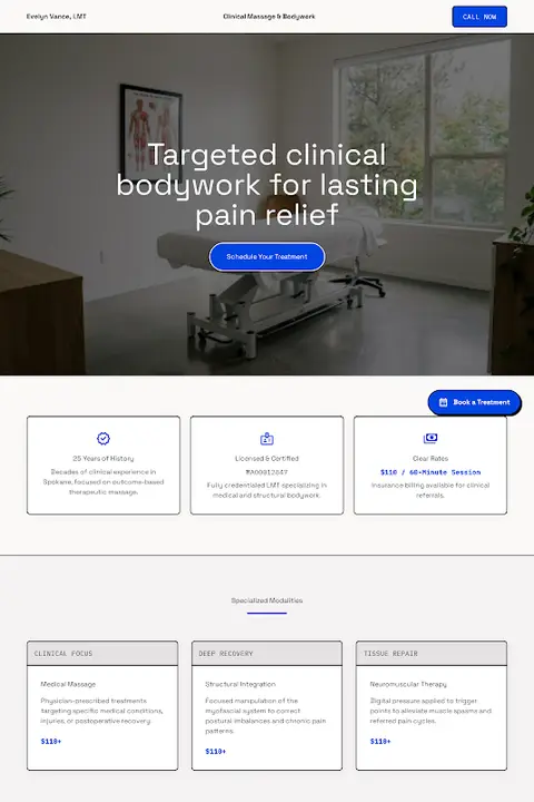 Clinical Manual — Massage & Spa website design
